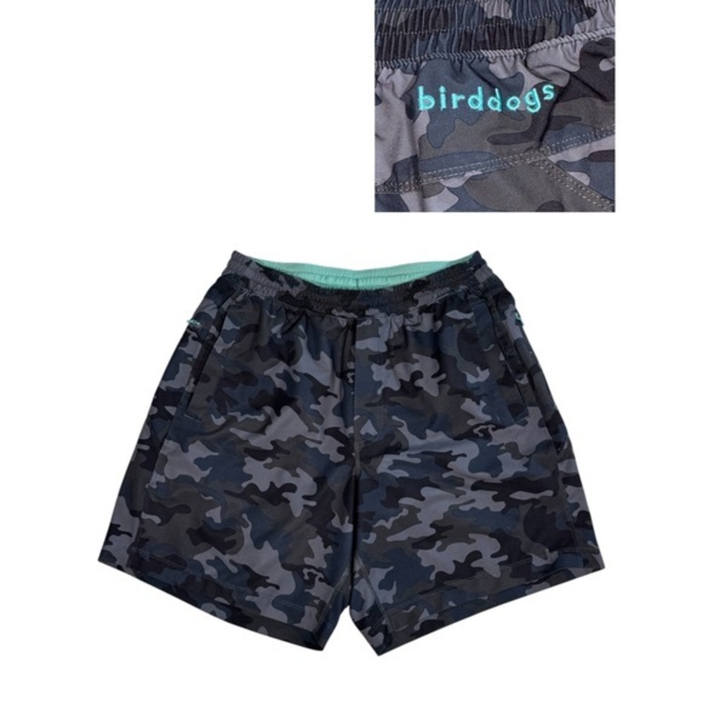 Birddogs Mens Large Athletic Gym Shorts Built in Liner Camouflage Pockets